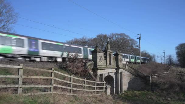 Colwich Staffordshire England January 2024 Passenger Train Travelling Ornate Railway — Stock Video