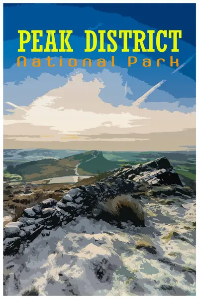 Hamamböcekleri, Staffordshire nostaljik nostaljik kış yolculuğu poster konsepti Peak District Ulusal Parkı, İngiltere, Çalışma Projeleri Yönetimi tarzı.