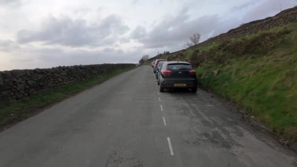 Point View Footage Roadside Parking Peak District National Park Staffordshire — Stock Video