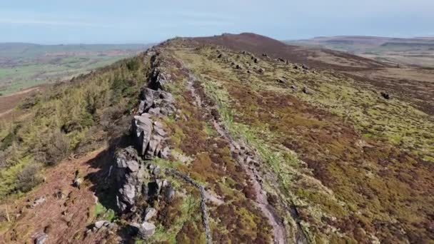 Miejsce Przeznaczenia Malownicze Zdjęcia Dronów Parku Narodowego Peak District — Wideo stockowe