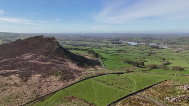Aerial Drone Footage Peak District National Park Staffordshire England — Stock Video