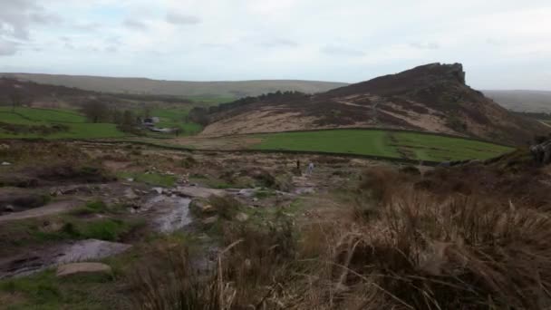 Rural Landscape Establishing Shot Roaches Peak District National Park Staffordshire — Stock Video
