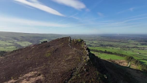 Rekaman Drone Udara Dari Peak District National Park Staffordshire Inggris — Stok Video
