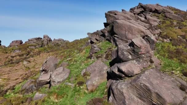 Aerial Drone Footage Revealing Roaches Peak District National Park Staffordshire — Stock Video