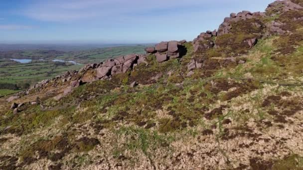 Aerial Drone Footage Revealing Roaches Peak District National Park Staffordshire — Stock Video