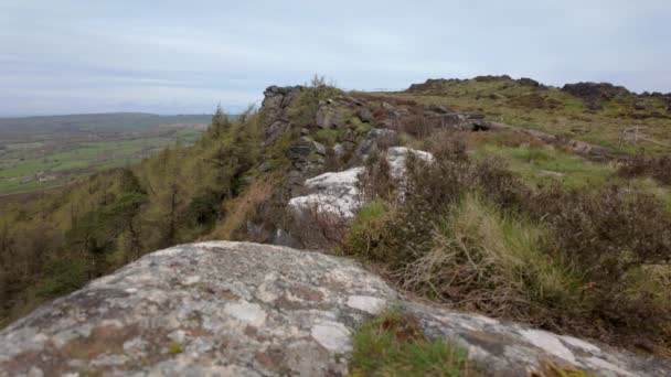 Flache Schärfentiefe Statische Roll Aufnahme Der Britischen Landschaft Peak District — Stockvideo