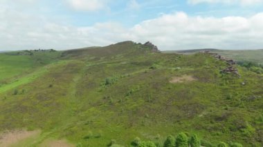 Peak District National Park, UK aerial drone b-roll footage from Ramshaw Rocks, Upper Hulme.