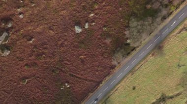 Peak District National Park, UK aerial top down drone b-roll footage of Ramshaw Rocks, Upper Hulme.