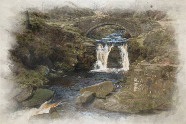 Peak District Ulusal Parkı 'nda üç Shire Heads, İngiltere.