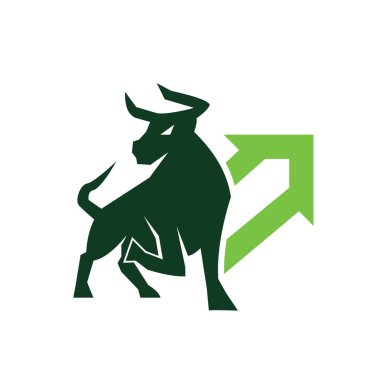 Bulls borsası eğilimi. Değiş tokuş, Green Arrow grafiği. Fiyat çizelgesi yükseliyor. Küresel ekonomik patlama. Tasarım vektörü. Finans logosu. Ekonomik finans şeması işletme verimlilik logosu simgesi.