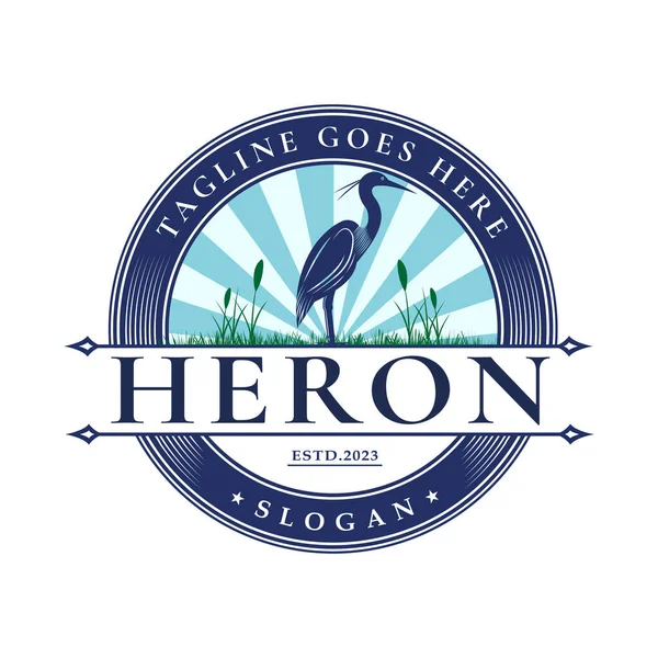 Logo Design Inspiration Vintage Retro Silhouette Crane Wildlife Animal Outdoors — Stock Vector