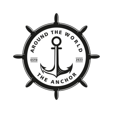 Vintage Retro Country Emblem Anchor Ship Badge Vector Logo, Illustration Vintage Design of Water Transportation Concept, emblem, symbol, sign, badge, label