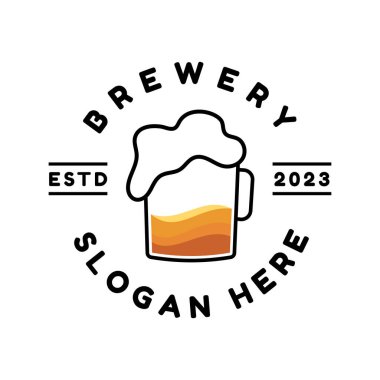 Vintage design Craft Beer glass and malt Brewery label logo vector branding and restaurant business illustration design. Liquor logo for pub club and bar