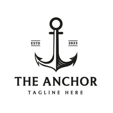 Vintage Retro Ülke Anchor Rozet Vektör Logosu, Klasik Tasarım Su Taşımacılığı Konsepti