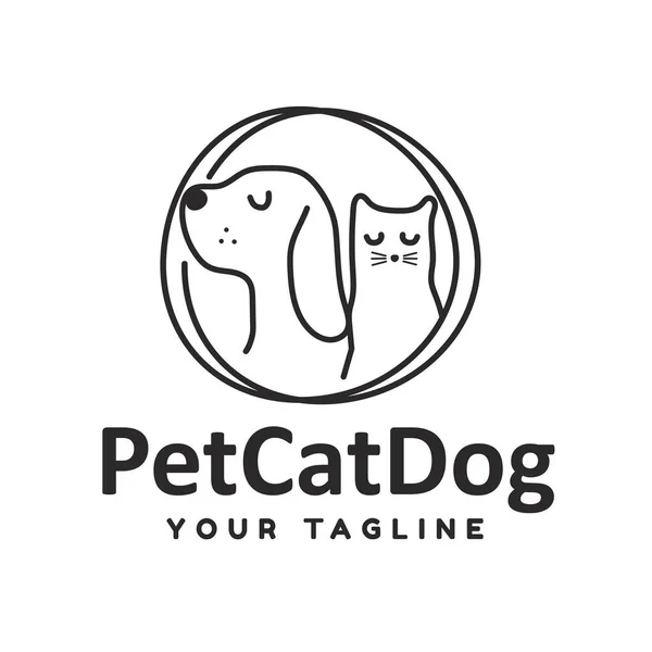 Logo Animali Domestici Gatto Cane Concetto Progettare Simbolo Creativo Icona — Vettoriale Stock