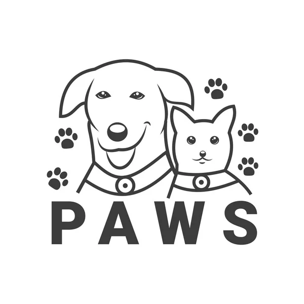Evcil Hayvan Dükkanı Tasarımı Ilham Kaynağı Köpek Kedi Pençeleri Sembolü — Stok Vektör