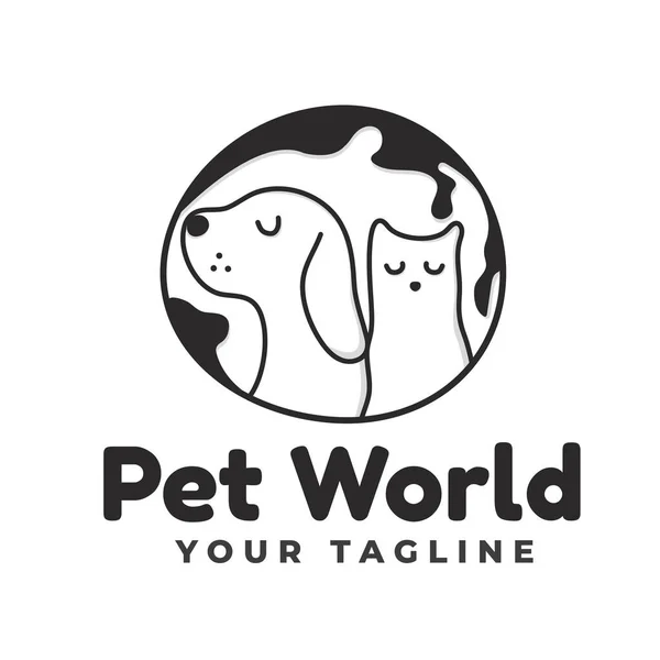 Şirin Kedi Köpek Evcil Hayvanlar Soyut Dünya Haritası Arkaplanı Tasarlarlar — Stok Vektör