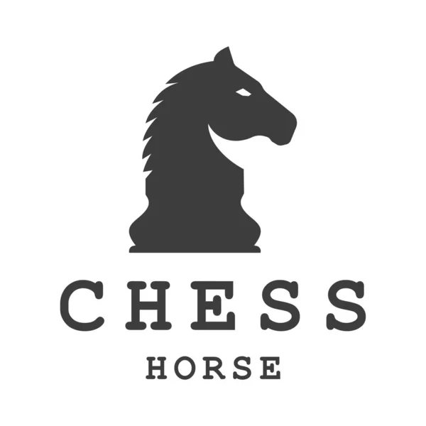 Černá Šachová Figurka Kůň Kůň Kůň Hřebec Socha Logo Symbol — Stockový vektor