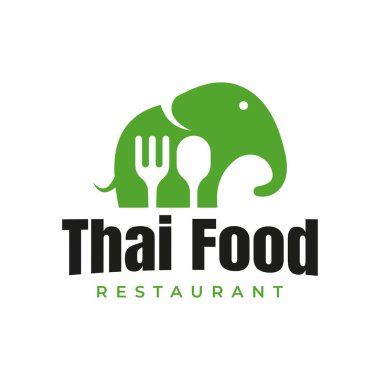 Fil çatal bıçak logosu modern yemek restoranından ilham alıyor.