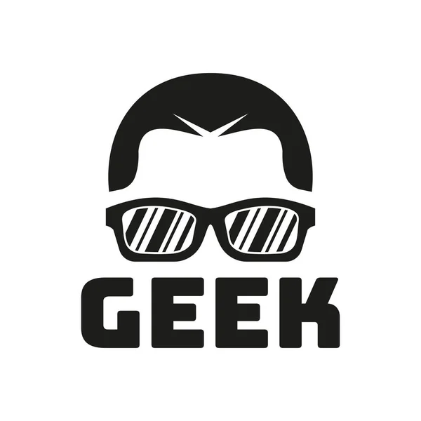 Geek Logo Design Ilustracja Okularami Stylu Płaskim Geek Logo Inspiracja — Wektor stockowy