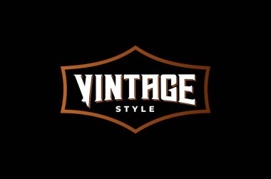 Siyah ve Kahverengi Elementli Klasik ve Kalın Retro Logo Tasarımı