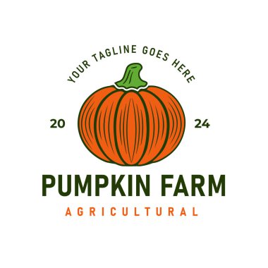 Retro Vintage Batı Balkabağı Vektör Logosu Çizimi