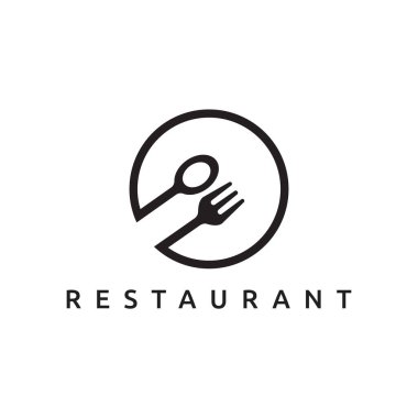 Kaşık ve Çatal Sembolü Daire, Restoran Mutfak Logosu Lüks Restoranlar İçin Ekipman Logosuna Entegre Edildi