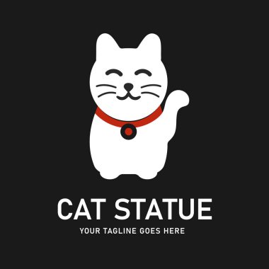 Minimalist logo featuring a cat statue illustration. Suitable for businesses, shops, or companies that want to convey a positive, friendly, and good luck impression. clipart