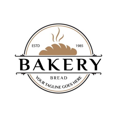 Basit çember pul tasarımlı fırın etiketinin vektör illüstrasyonu. Şık klasik logo, fırın markaları, ürün ambalajları, gıda çıkartmaları ve diğer grafik elementler için uygun..