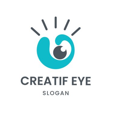 Marka Ajansı, Creative Studio, Optical Business, Technology Company 'ye uygun Göz Tasarımı ve Dalga Elementleri içeren soyut logo