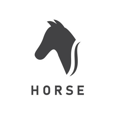 Basit Minimalist Stallion Head Siluet Vektör İllüstrasyon Logosu Tasarımı, Binicilik Markası, Çiftlik Logosu, At Kulübü, İstikrarlı İş ve Modern Marka Uygulaması