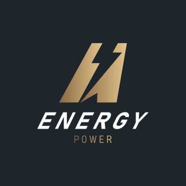 Harf A Logo Tasarım Şablon Elemanı Şimşek Sembolü Yıldırım Enerji Gücü Modern ve dinamik tarzda