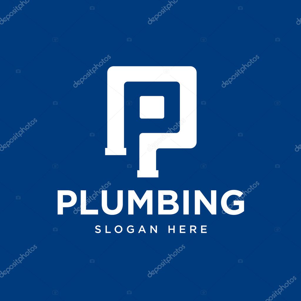 Simple Logo Design of Water Pipe forming the Letter P. Logo design of Water Pipe Repair. Vector Illustration for Plumbing, Plumber, Pipe Installation, and Water Pipe Repair Services
