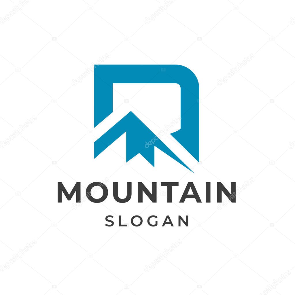 Initial Letter R Mountain Peak Peak for Adventure Outdoor logo design
