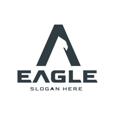 A harfi ve kartal kafası birleştirilmiş modern bir minimalist logo. Güçlü ve cesur bir marka kimliği için mükemmel.