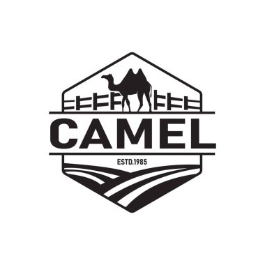 Çit ve Peyzaj Rozeti Tarlası Biçimli Klasik Deve Çiftliği Logo Vektörü
