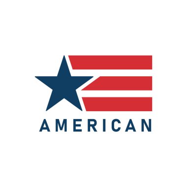 Kırmızı Çizgili Basit Minimalist Amerikan Bayrak Vektör Logosu Tasarımı, vatansever markalar, giyim ve modern grafik projeleri için mükemmel.