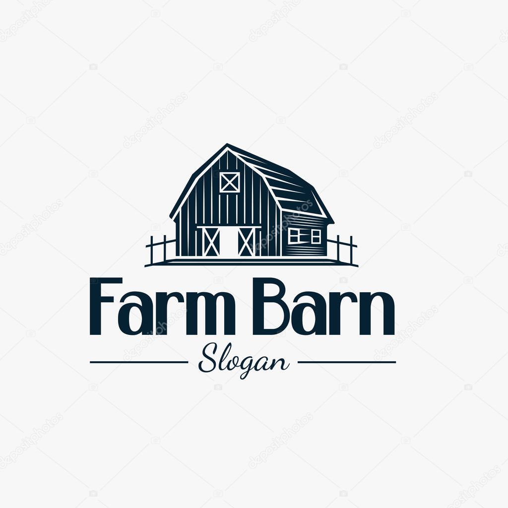 Classic Rustic Log Cabin Shed with Retro Vintage Style for Farm Logo