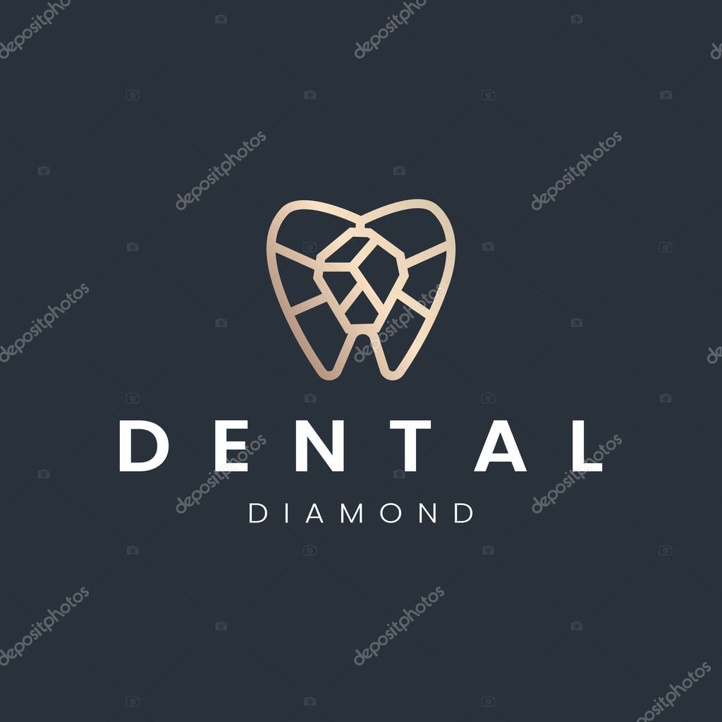 Diamond Tooth Shape for Dental Clinic Logo Design, Luxury Dental Care or Dentistry