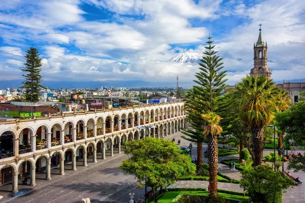 Areqiupa Peru Pemandangan Alun Alun Utama Kota Plaza Armas Bangunan — Stok Foto