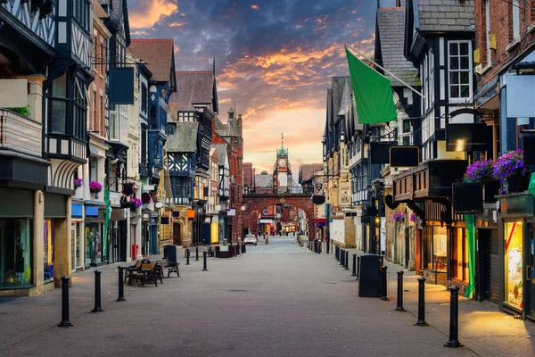 Kota Tua Bersejarah Chester Terkenal Dengan Gaya Tudor Yang Dilestarikan — Stok Foto