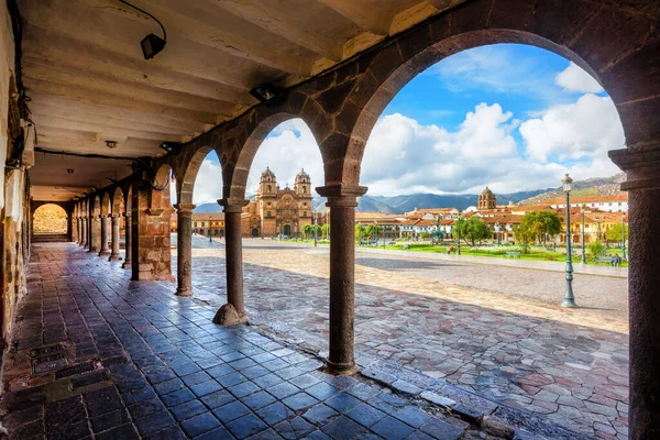 Старый Город Куско Перу Вид Главную Площадь Пласа Армас Католический — стоковое фото