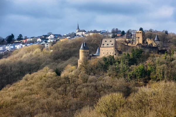 Historische Bourscheid Stad Kasteel Hertogdom Luxemburg Kasteel Bourscheid Het Grootste — Stockfoto