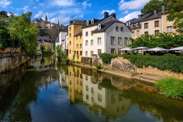 Kota Tua Luksemburg Pemandangan Kota Hulu Dari Sungai Alzette Distrik — Stok Foto