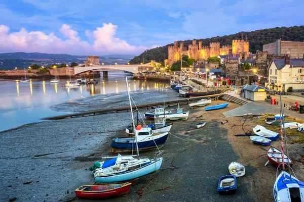 View Harbor Castle Historical Conwy Old Town North Wales Royalty Free Stock Photos