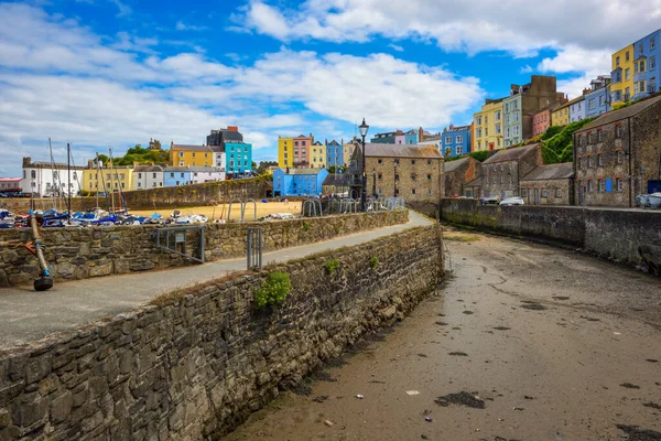 Colorful Traditional Houses Harbor Tenby Old Town Wales United Kingdom Stock Photo