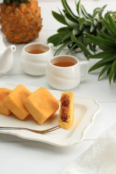 Taiwan Ananas Cake Zoete Traditionele Taiwanese Gebak Met Boter Bloem — Stockfoto