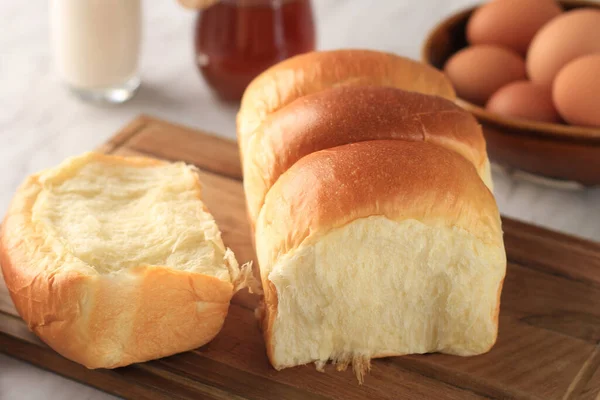 stock image Fresh Baked Japanese Soft and Fluffy Bun White Bread or Hokkaido Milk Bread