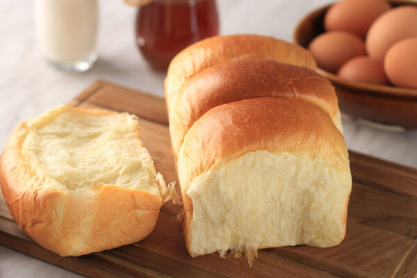 Fresh Baked Japanese Soft and Fluffy Bun White Bread or Hokkaido Milk Bread