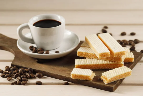 Wafer with Orange Cheese Flavored, Served with Black Coffee